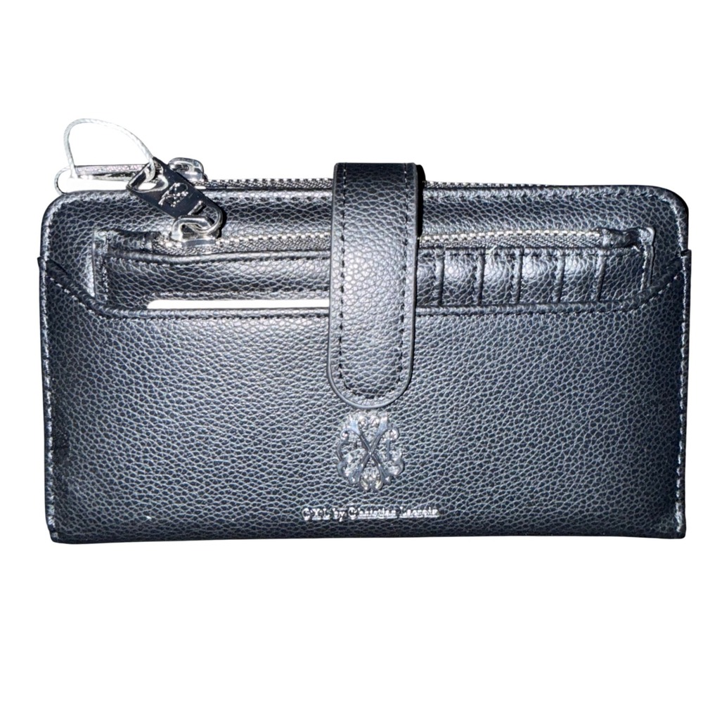 CXL Christian Lacroix Bryce Black Pebble ID Fold Zipper Wallet Set NWT